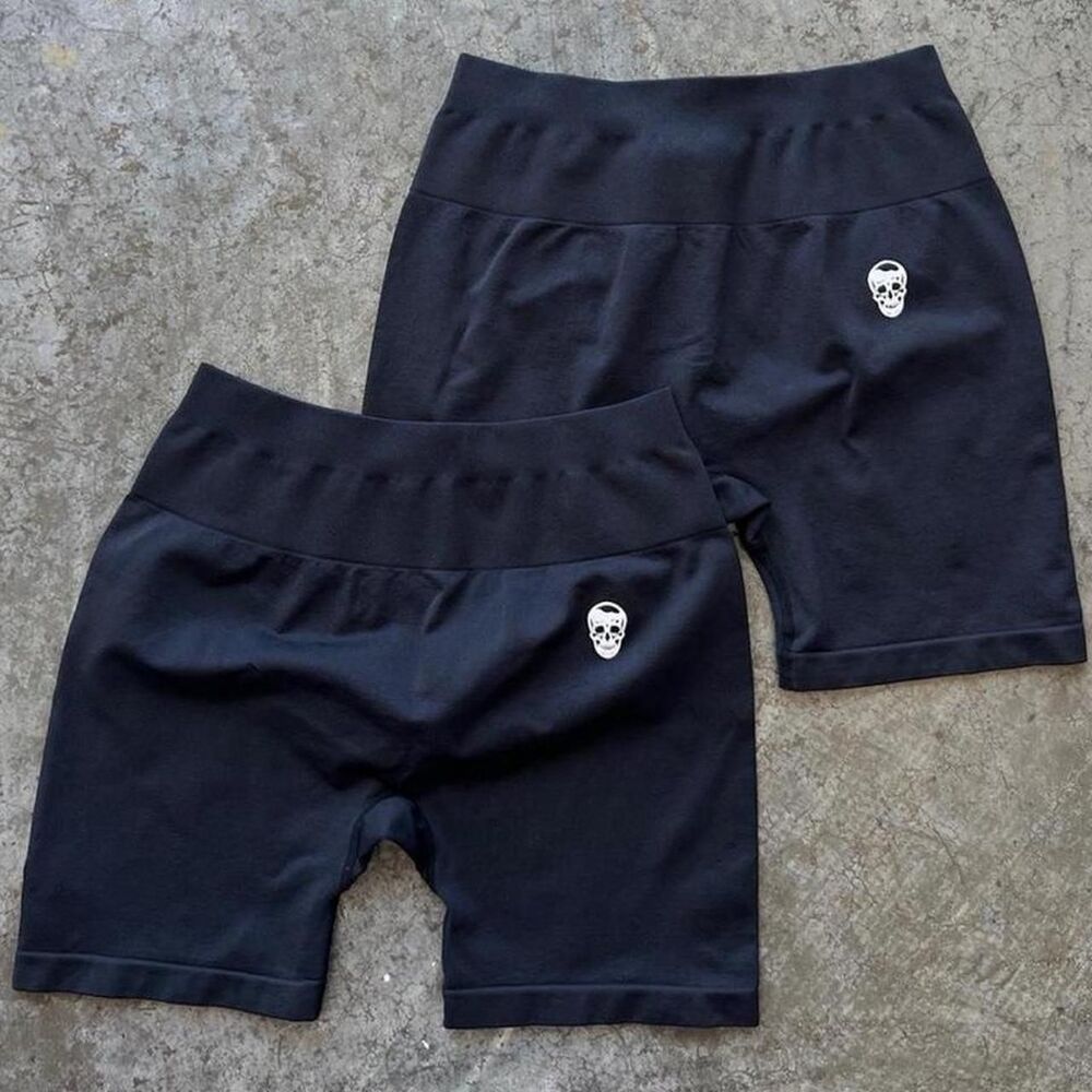 Pack of 2 Gymreapers Black Seamless Scrunch Gym Shorts Size Large High Waisted